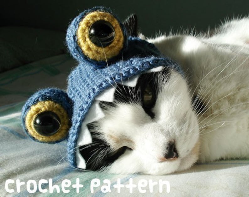 CROCHET PATTERN Pet Hat Costume PDF Instant Download Monster Cat Cute Halloween Disguise image 1