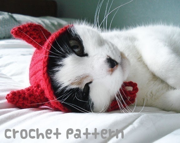 CROCHET PATTERN - Pet Hat Costume - PDF Instant Download - Devil Cat - Cute Halloween Disguise