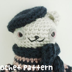 CROCHET PATTERN Amigurumi Parisian Bear Beatnik Poet Plushie image 1