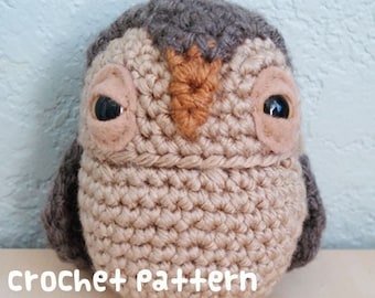 CROCHET PATTERN - Amigurumi Owl - PDF Instant Download - Miniature Woodland Plushie