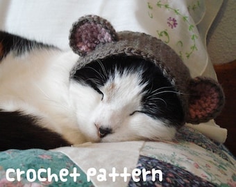 CROCHET PATTERN - Pet Hat Costume - PDF Instant Download - Teddy Bear Cat - Cute Halloween Disguise