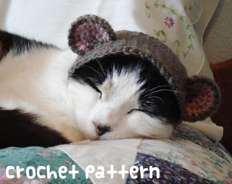 CROCHET PATTERN Pet Hat Costume PDF Instant Download Teddy Bear Cat Cute Halloween Disguise image 1