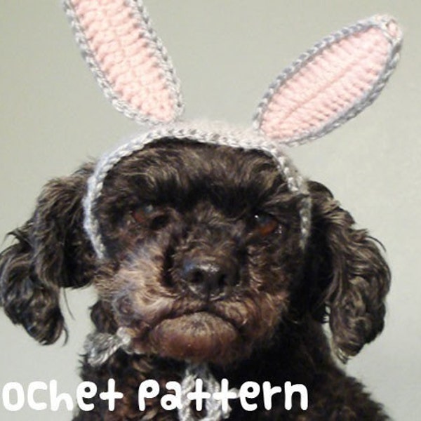 CROCHET PATTERN - Pet Hat Costume - PDF Instant Download - Bunny Rabbit Dog