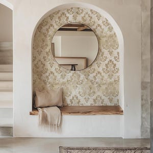 Golden Relic Removable Wallpaper, Lake House, Large Print, Peel And Stick vintage Wall Covering, Antique Wallpaper, Beige aged Wallpaper