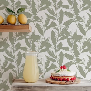 Lush Leafscape Removable wallpaper, Botanical, Lush, Neutral, Farmhouse, peel and stick wall covering, home decor, floral
