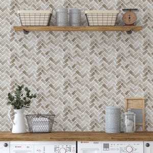 Woven Sand Removable wallpaper, Lush, Neutral, Farmhouse, peel and stick wall covering, Herringbone, herringbone wallpaper, chevron
