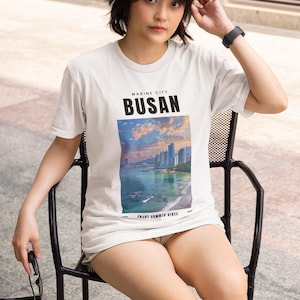Busan Skyline T-shirt, Korean T-shirt, Korean Streetwear, Beach T-shirt, Busan Gift