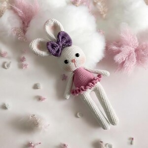 Amigurumi Bunny, Handmade Bunny, Crochet Bunny, Etsy Bunny, Amigurumi Toy, Stuffed Bunny, Crochet Rabbit, Handcrafted Toy, Bow Detail Bunny
