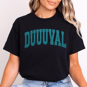 Glitter Duuuval Varsity Shirt, Jacksonville Football Sweatshirt, Gameday Apparel, Women's Jaguars Top