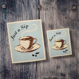 Coffee Enthusiast Stickers - Just a sip is a slippery slope Coffee Lovers understand! Two sizes available.