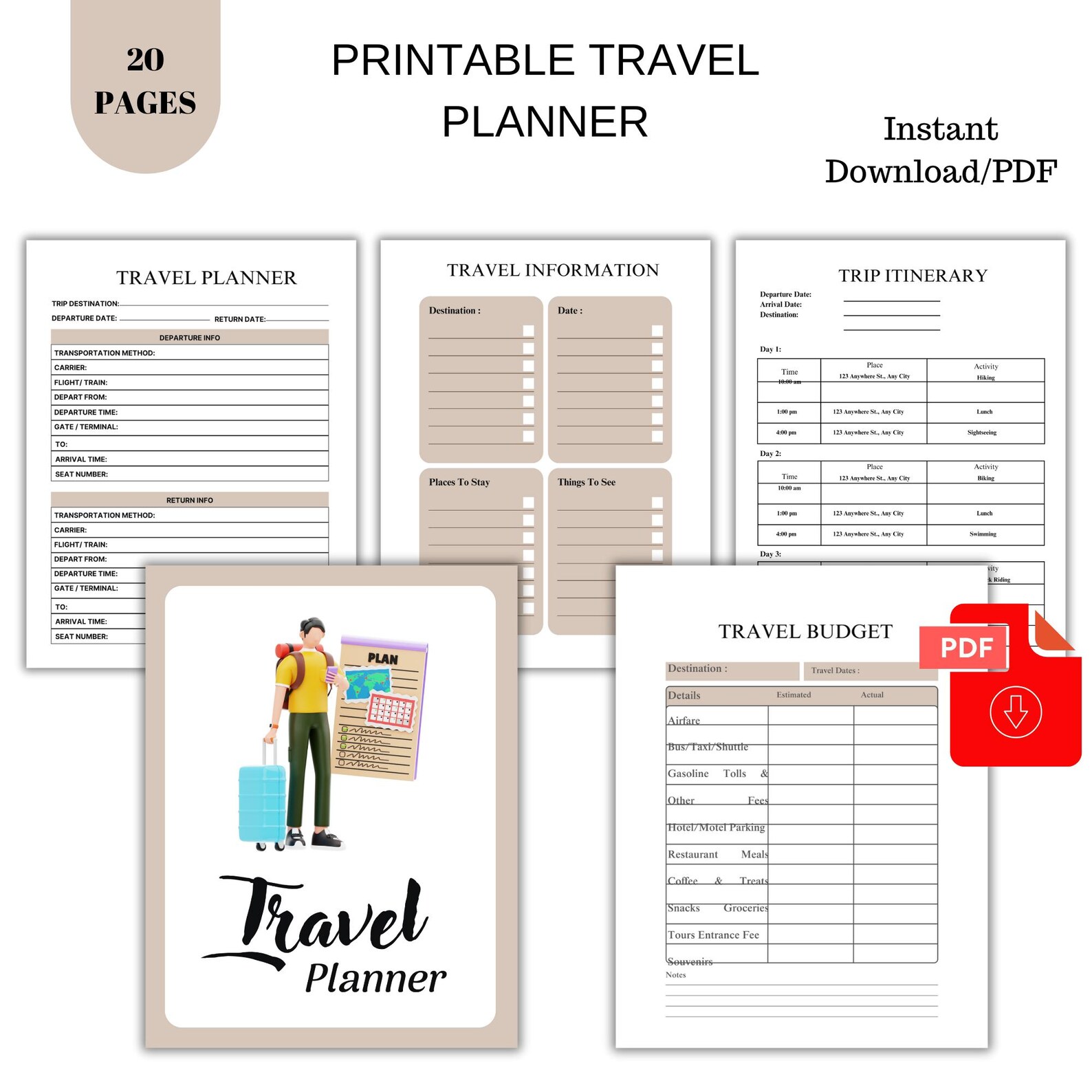 Printable Travel Planner Template, Trip Itinerary Planner, Travel ...
