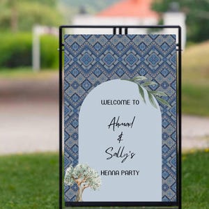 Editable Henna Party Welcome Sign | Palestinian Tatreez Yard & Entrance Decor | Printable Digital Template
