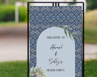 Editable Henna Party Welcome Sign, Palestinian Tatreez Yard & Entrance Decor | Printable Digital Template | Henna Station Sign | Henna Night
