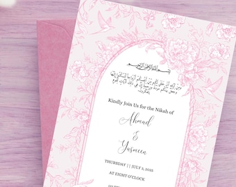 Elegant Islamic Engagement Invitation, Digital Download, Arabic Nikah Invite Template, Muslim Wedding Invitation, Nikah Invitation
