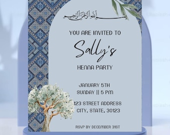 Henna Invitation || Henna Night invitation || Palestinian Henna Invitation || Palestinian Invite with Tatreez|| Arabic Henna Invitation