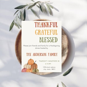 Thanksgiving Dinner Invitation || Fall colors Thanksgiving Invitation || A Card for Thanksgiving