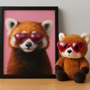 Un lindo panda rojo con temática de amor/decoración maximalista/descarga digital de alta resolución/perfecto para decorar paredes o como tarjeta13