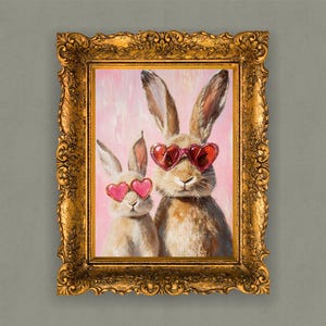 Ouder en kind konijn met Moederdag-thema5| Digitale download met hoge resolutie | Perfect voor kunst aan de muur of kaart| afdrukbaar| Liefde voor kunst