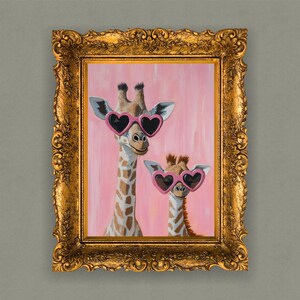 Ouder en kind giraf Met Moederdag-thema5 | Digitale download met hoge resolutie | Perfect voor kunst aan de muur of kaarten| afdrukbaar| Liefde voor kunst
