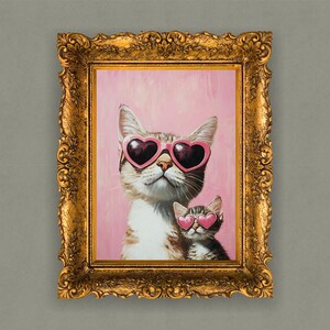 猫の親子 母の日テーマ5 | 高解像度デジタルダウンロード | ウォールアートやカードに最適 | 印刷可能なギフト | ラブアート