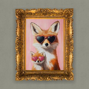 Ouder en kind van Fox Met Moederdag-thema5 | Digitale download met hoge resolutie | Perfect voor kunst aan de muur of kaarten| Afdrukbaar cadeau| Liefde voor kunst