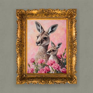 Kängurus Elternteil und Kind mit Muttertagsthema | Hochauflösender digitaler Download | Perfekt für Wandkunst oder Karten ausdruckbares Geschenk