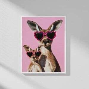 Kängurus Elternteil und Kind mit Muttertagsthema5 | Hochauflösender digitaler Download | Perfekt für Wandkunst oder Karte | ausdruckbar| Liebe Kunst