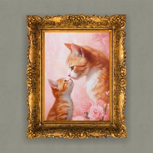 母の日をテーマにした猫の親子 | 高解像度デジタルダウンロード | 壁アートやカードに最適 | 印刷可能なギフト |