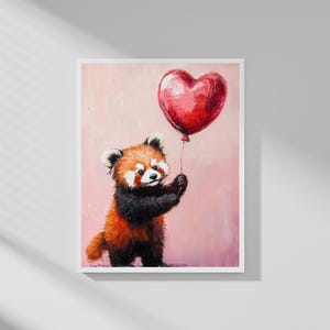 Un joli panda roux sur le thème de l'amour | déco maximaliste| Téléchargement numérique haute résolution | Parfait pour l'art mural ou les cartes37