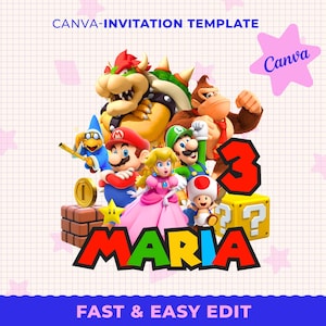 EDITIERBARES Mario PNG, Mario Geburtstag png, Super Mario Bros Clipart, Mario Name Age PNG, Mario Charaktere png für Shirt, Tortenaufsatz, Geburtstag