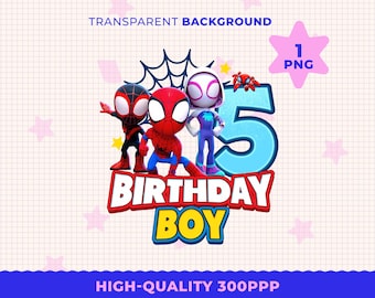 Spidey and His Amazing Friends png 5th Birthday Boy, Superhero PNG, Spidey, Printable Spidey shirt design, Design Shirt, Instant Download