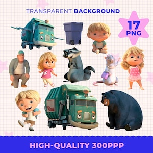 Trash Truck PNG, Trash Truck Cake Topper, Digital file