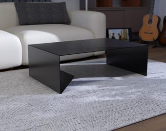 Minimalist Steel Coffee Table with Storage - Industrial Living Room Furniture