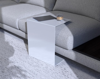 Minimalist Steel C Side Table: Modern Under Sofa End Table