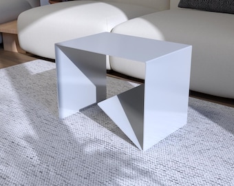 Minimalist Steel Side Table with Storage: Industrial Bedside End Table