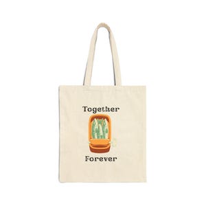 Cotton Canvas Tote Bag – Sardines &quot;Together Forever&quot; – Reusable Market, Grocery, Beach, Eco-Friendly Gift Bag