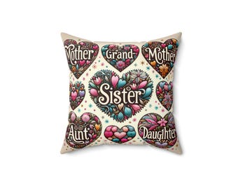 Floral Heart Names Pillow, Mother, Sister, Aunt