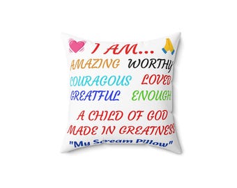 Affirmation Throw Pillow, Positive Quote Accent Cushion