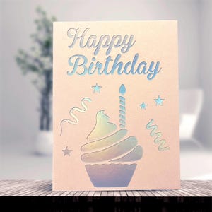 Geburtstagskarte, Datei für Schneideplotter, Cupcake, Geburtstagstorte mit Kerze