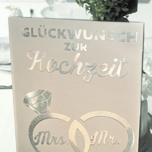 Carte de félicitations de mariage - Fichier SVG pour traceur de découpe - Décoration de mariage M. et Mme - Cadeau de mariage