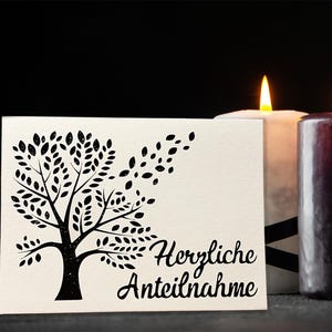 Trauerkarte – Schneideplotter Vorlage (SVG, PDF, PNG), Baum, Kondolenzkarte, Papierschnitt Karte