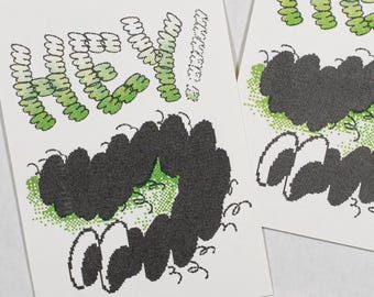 Hey! Bug!, A6 Risograph Print, Original Bug Illustration and Drawing