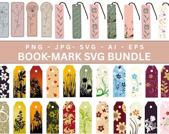 Bookmark svg bundle, Bookmark Template svg Retro book svg, Floral bookmark svg, Reading svg, Bookmark Quote svg, Png Svg Eps Dxf Files
