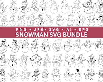 Christmas snowman svg, Snowman Clipart, Snowman Silhouette, Digital Instant File, Snowman Cut Files For Cricut, Christmas svg