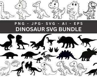 Cute Dinosaur SVG Bundle, kawaii dinosaur svg, dino svg, dinosaur clipart, Dinosaur Silhouette SVG, kids dinosaur svg, dinosaur png