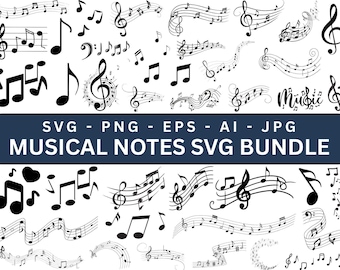 Music Notes Svg Bundle, Music Notes Silhouette, Musical Notes Vector, Music Symbols Svg, Digital Download For Circuit, Instant Download
