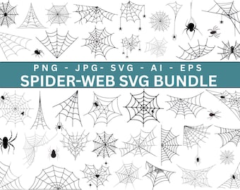 Spider Web SVG Bundle, Cut for Cricut, Silhouette, Spider Web Clipart, Instant Download, Spider Web PNG Bundle, Spider Web Vector