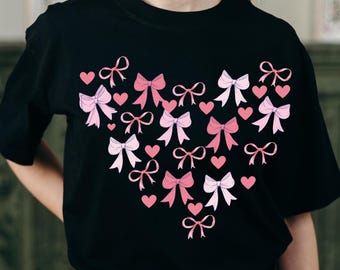 Coquette valentine heart png, valentines day png, valentine png, bow png, pink valentine retro valentine shirt design, hart coquette bow png