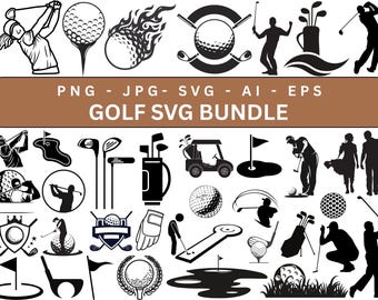 Golf Svg Bundle, Golf Clipart, Golfing Design Svg, Golf Name Frame, Golf Club Svg, Golfer SVG,  Golf Files For Cricut, Golf Player