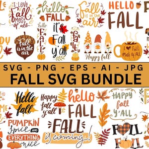 Fall SVG Bundle, Autumn Svg, Thanksgiving Svg, Cut Files, Cricut, Autumn Bundle Svg, Autumn & Thanksgiving Designs, Hello Fall Svg